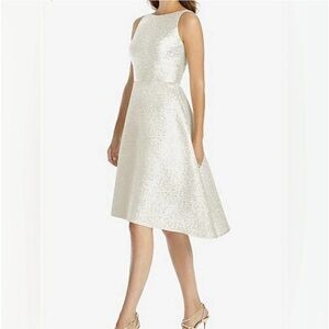 Dessy Collection Style 3035 Park Avenue Brocade Ivory Gold NWT